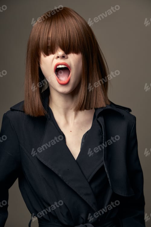 Preview: Photography studio attractive model Light skin coat
