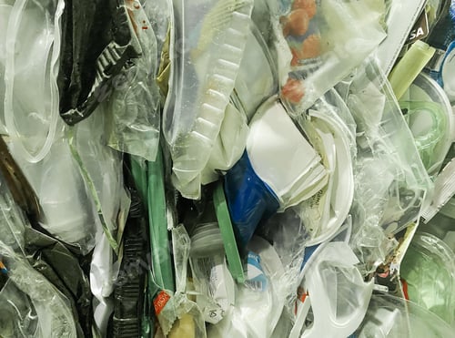 Preview: Recycling plastic food packaging: bottles, containers, boxes. Conscious consumption, garbage sorting