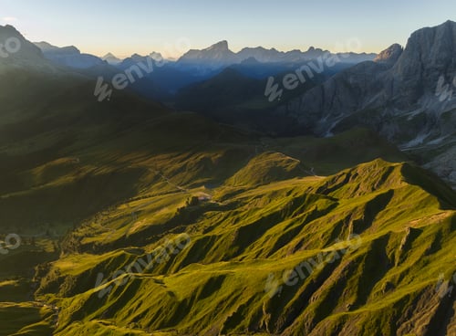 Preview: Summer sunset in the mountains of the Dolomites in Italy