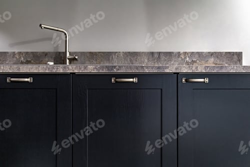 Preview: Interior of a modern kitchen with wooden details.