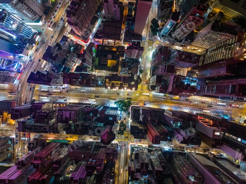 Preview: Causeway bay, Hong Kong 25 January 2022: Top down view of Hong Kong city