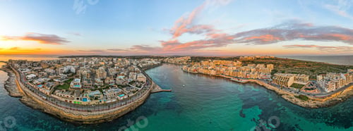 Preview: Drone Panorama of Marsaskala at sunrise in Malta