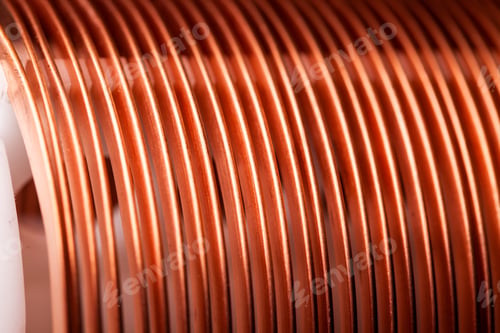 Preview: Close-up flat twisted copper wire at a factory