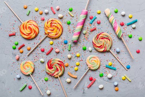 Preview: Tasty appetizing Party Accessories Happy Birthday Sweet. Different types of candies