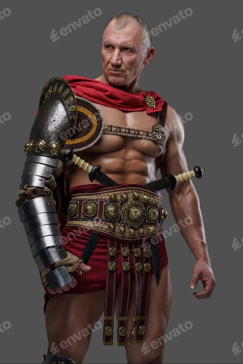 Preview: Seasoned and muscular gladiator of mature years
