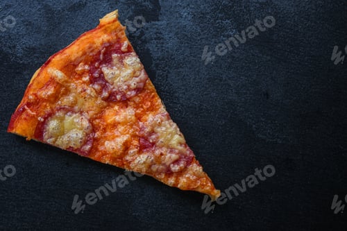Preview: Pizza Salami Sausages (Tomato Sauce, Cheese, Meat). Food Background. Top View. Copy Space