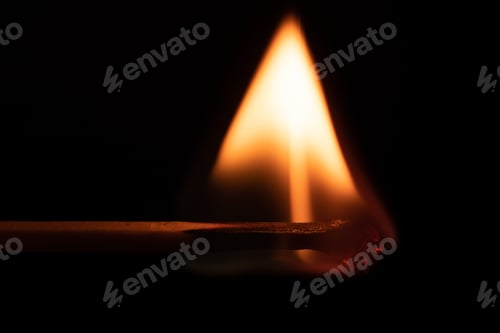 Preview: Macro shot of a burning wooden match