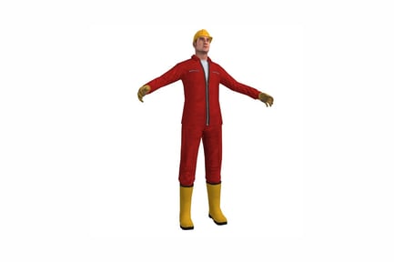 Preview: Figure in red jumpsuit and yellow hard hat with extended arms