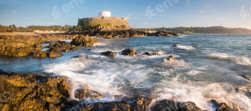 Preview: Fort Grey (aka Cup and Saucer) at sunset, Guernsey, Channel Islands, United Kingdom