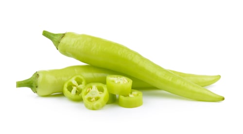 Preview: green chili pepper on white background