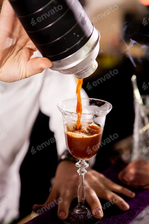 Preview: Barman making alcohol coffe drink