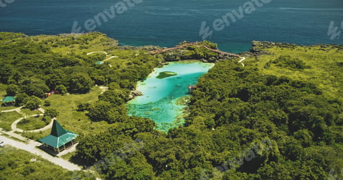 Preview: Indonesia landmark of salt water jade lake Weekuri at Sumba Island. Epic resort at limpid loch