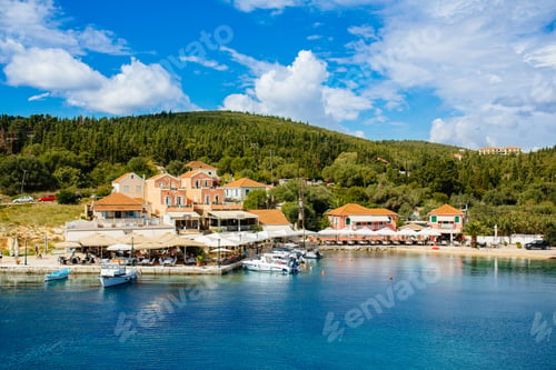 Preview: Island of Greece with port and boats on the island of Kefalonia