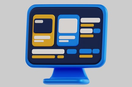 Preview: Contemporary Computer Monitor in Electric Blue and Yellow with Bluish Base