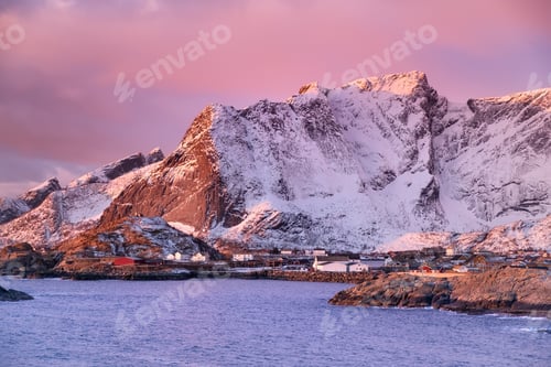 Preview: Norway. Mountains in the Lofoten islands bay.