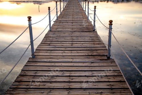 Preview: The background is a beautiful wooden long pier