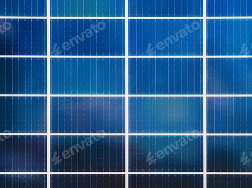 Preview: Closeup photography of real solar panel in solar farm. Photovoltaic surface high quality background.