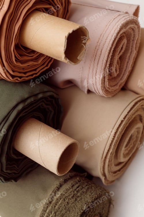 Preview: Rolls of Fabric in Earth Tones and Textures