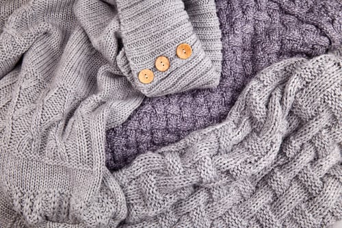 Preview: Grey and Purple Knitted Material Still Life