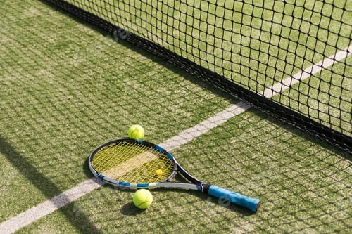 Preview: Tennis racket with a set of balls