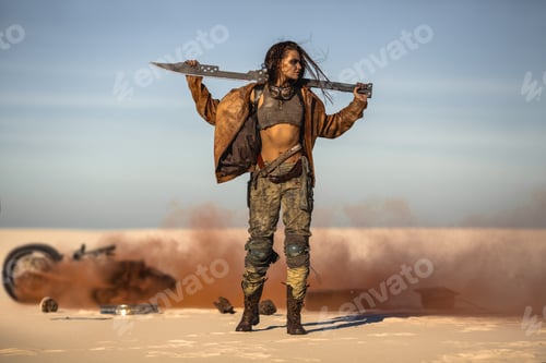 Preview: Post-apocalyptic Woman Outdoors in a Wasteland
