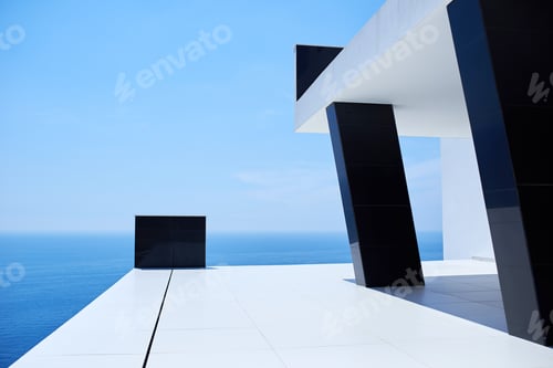 Preview: External View Of A Contemporary House Modern Villa At Sunset