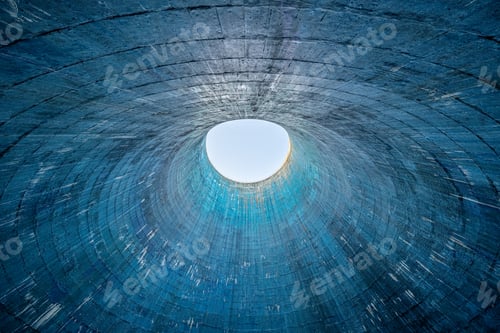 Preview: Inside of a cooling tower with a light in the background