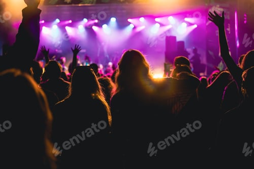 Preview: Crowd at concert and blurred stage lights.
