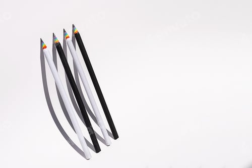 Preview: Black and white sharp pencils creative arrangement.