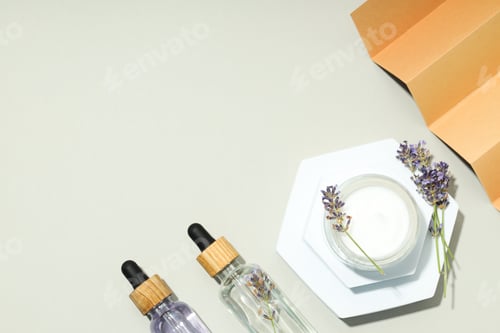 Preview: Concept of skin and face care, lavender cosmetic