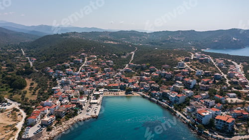 Preview: High aerial view to Skala Marion beach at Thassos island, Greece