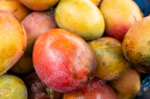 Preview: Stacks Of Mango Fruits In A Basket At Traditional Marketplace, Taiwan