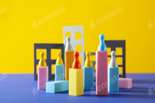 Preview: Cityscape of Abstract Building Blocks with Bright Colors