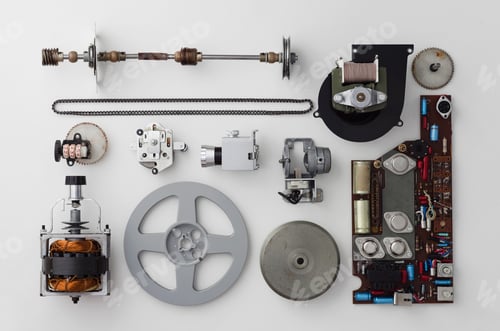 Preview: Parts of a vintage film projector