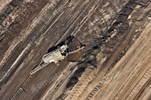Preview: Brown coal mining, aerial view, Lausitz, Brandenburg, Germany