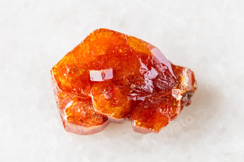 Preview: sample of raw vanadinite crystal on white marble