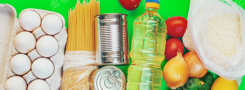 Preview: Food delivery home. Donation and charity. Selective focus.