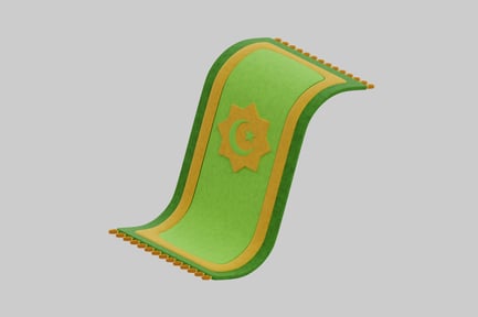 Preview: Prayer mat with gold star and crescent moon