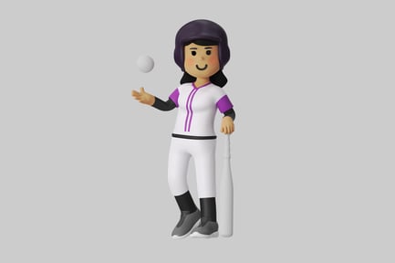 Visualização: Estilo de desenho animado de jogadora de beisebol