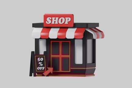 Preview: Cartoon Shopfront with Sale Sign