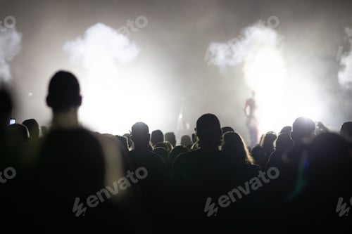 Preview: Crowd at concert and blurred stage lights.