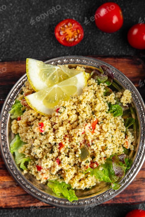 Preview: tabbouleh vegetable bulgur couscous dish fresh delicious vegetarian and vegan food gourmet food