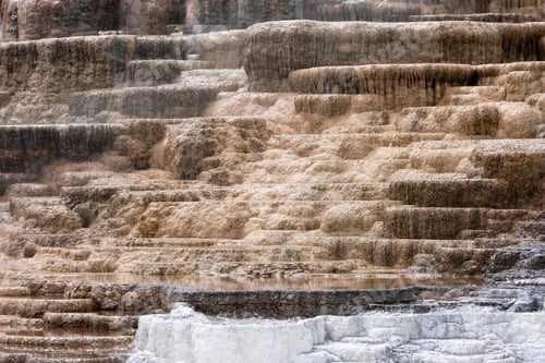 Preview: Hot Spring Landscape with colorful ground formation. Mammoth Hot Springs, Yellowstone