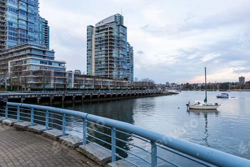 Preview: Modern City Waterfront With Boats in Downtown Vancouver, BC, Canada
