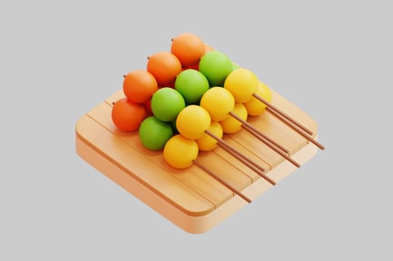 Preview: Colorful Dango Skewers On Tray