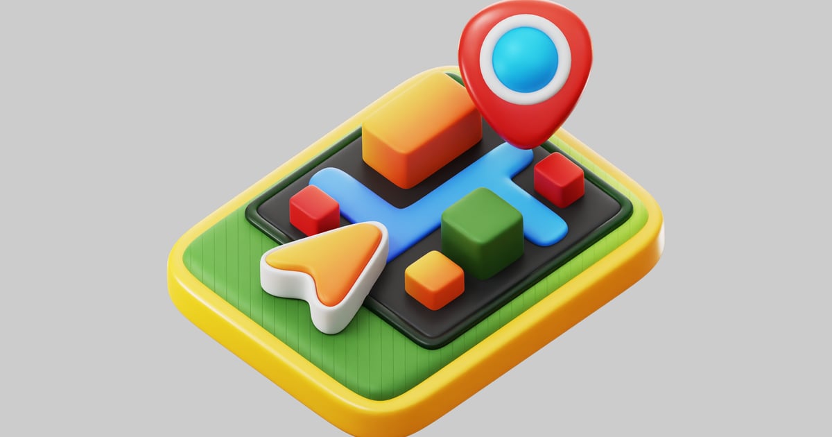 Navigation pointer with blocky map 3D, Incl. cursor & guidance - Envato