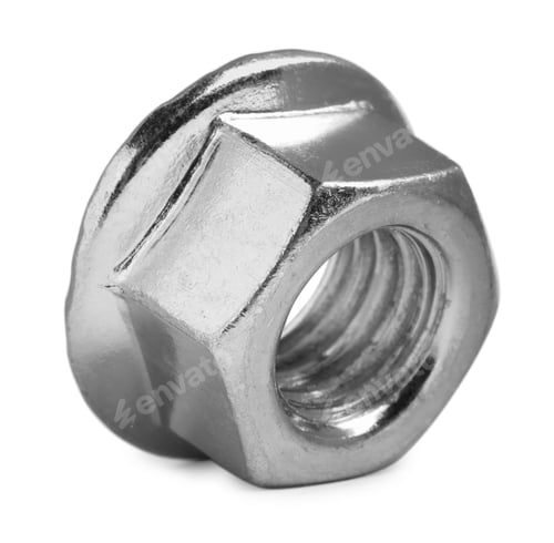 Preview: One metal flange nut on white background