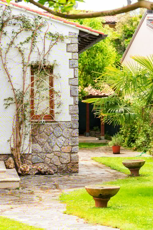 Preview: garden path with stone house and greenery