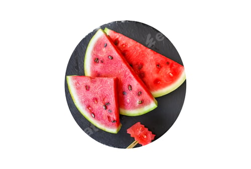 Preview: Watermelon Slices Pieces Red Ripe Berry Juicy Sweet Dessert Fruit Food Background Top View Copy