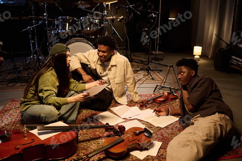 Preview: Multiethnic Young Adults Collaborating on Music Composition in Recording Studio
